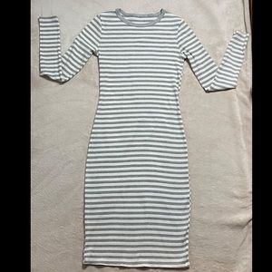 Striped long-sleeve sweater dress